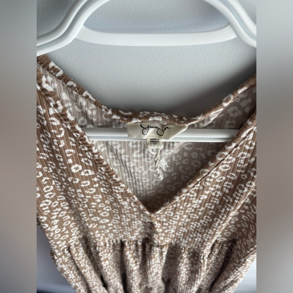 Ruffle Tiered Sundress in Tan and White - Picture 3 of 5